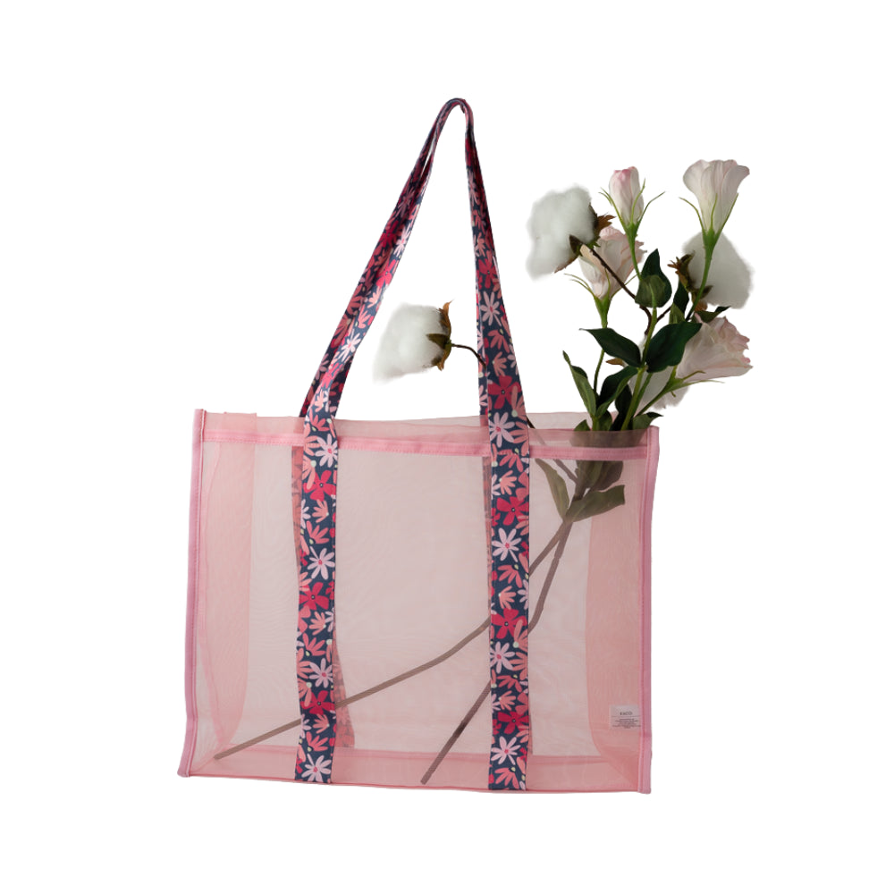 Honeydew Mesh Tote Bag - PINK FLORA